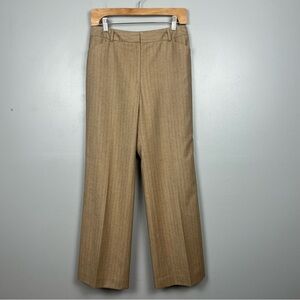 Talbots Italian wool blend tan pinstripe trouser pants, size 6.